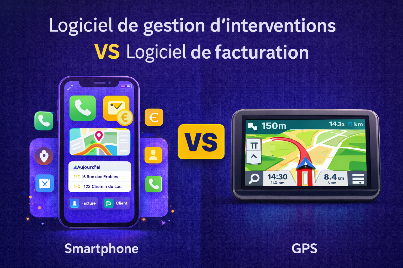 comparaison logiciel de gestion d'intervention et logiciel de facturation smartphone vs gps