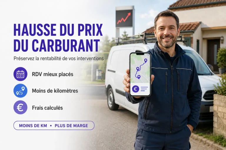 Professionnel itinérant utilisant MyTour pour optimiser ses rendez-vous et ses frais kilométriques face à la hausse du prix du carburant.