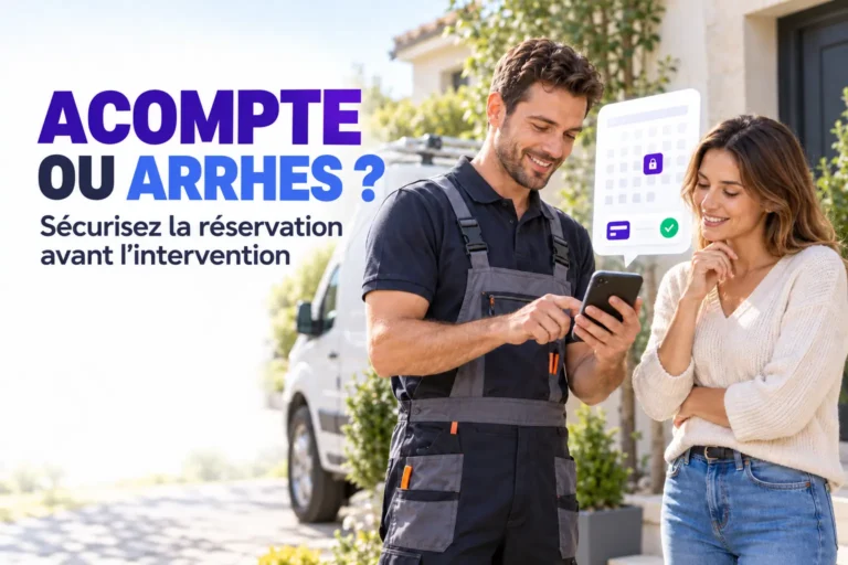 Acompte ou arrhes demandés par un professionnel avant de réserver une intervention